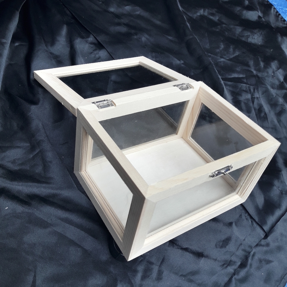 Glass and Wood Display Box for Jewelry Crystals Trinkets Collectibles Beads - Picture 3 of 9